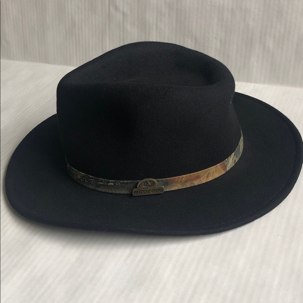 Mossy Oak Black Wool Felt Cowboy Hat Sz. L